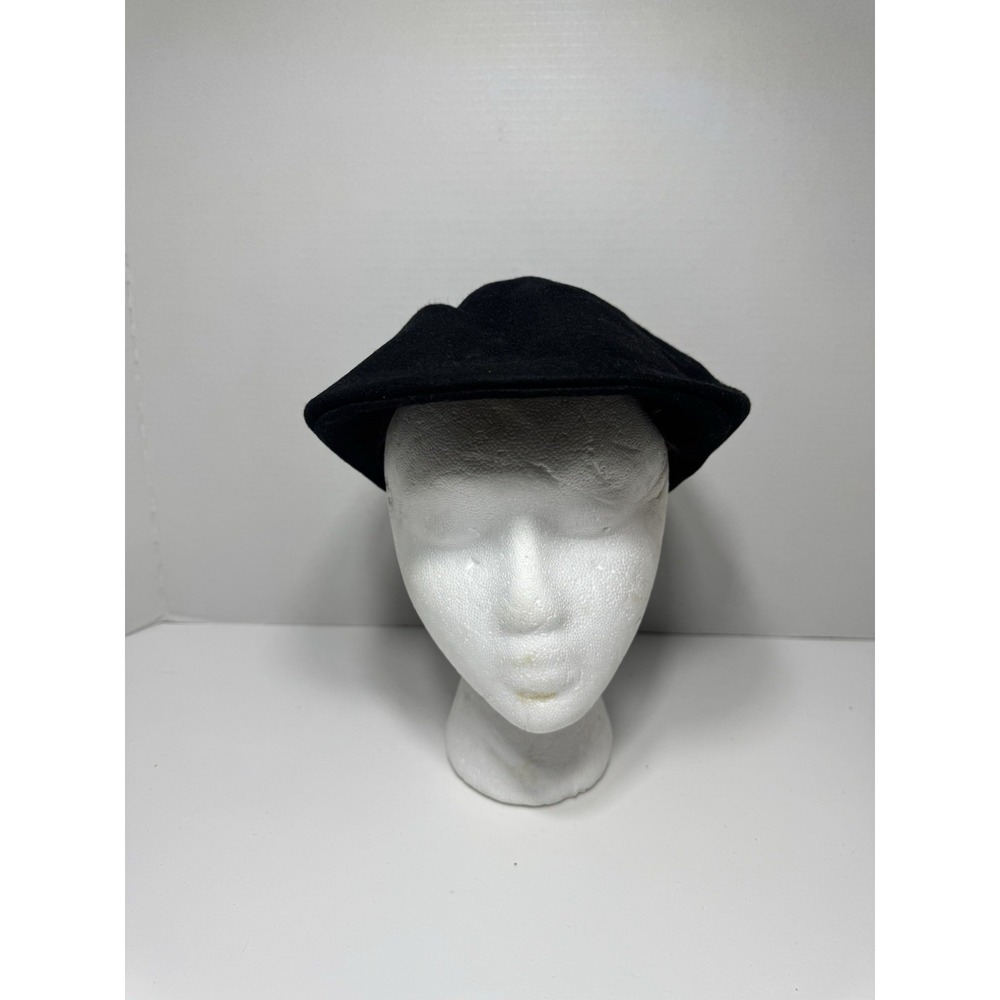 Large Dobbs Fifth Avenue New York Mens Wool Felt Newsboy Hat Cap Cabbie Black‎